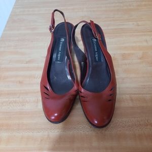 Womens Etienne Aigner red Block heel strappy shoes size 7 1/2M